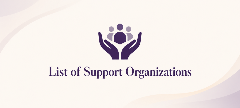 List of support organizations: